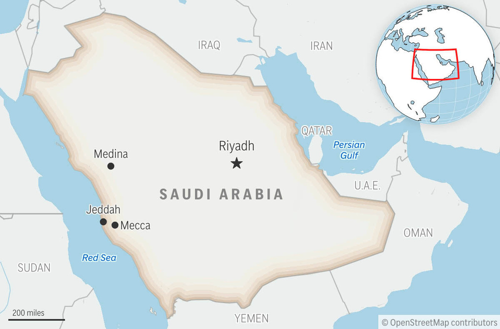 This is a locator map for Saudi Arabia with its capital, Riyadh. (AP Photo)