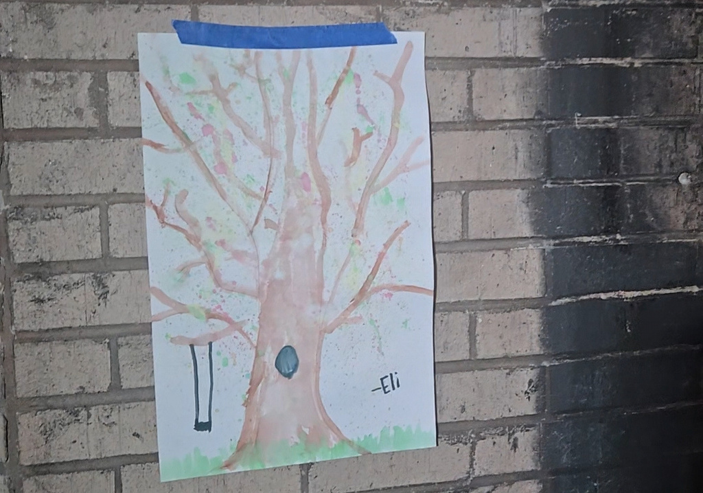 Children's drawings are taped up in preparation for the congregation's first walk through of Beth Israel Congregation on Sunday, April 26, 2026, in Jackson, Miss., since it was damaged by an arson attack. (Molly Minta/Mississippi Today via AP)