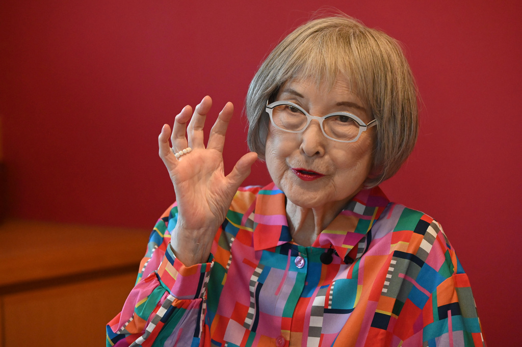 Eiko Kadono, the author of "Kiki's Delivery Service," speaks during an interview in Kamakura, Japan, on June 22, 2026. (AP Photo/Ayaka McGill)