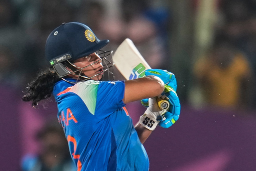 India's Richa Ghosh bats during the ICC Women's Cricket World Cup match between India and South Africa at ACA-VDCA Cricket Stadium in Visakhapatnam, India, Thursday, Oct. 9, 2025. (AP Photo/Aijaz Rahi) India's Richa Ghosh bats during the ICC Women's Cricket World Cup match between India and South Africa at ACA-VDCA Cricket Stadium in Visakhapatnam, India, Thursday, Oct. 9, 2025. (AP Photo/Aijaz Rahi)