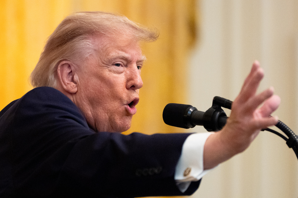 President Donald Trump speaks during a Hispanic Heritage Month event in the East Room of the White House, Wednesday, Sept. 30, 2026, in Washington. (AP Photo/Alex Brandon)