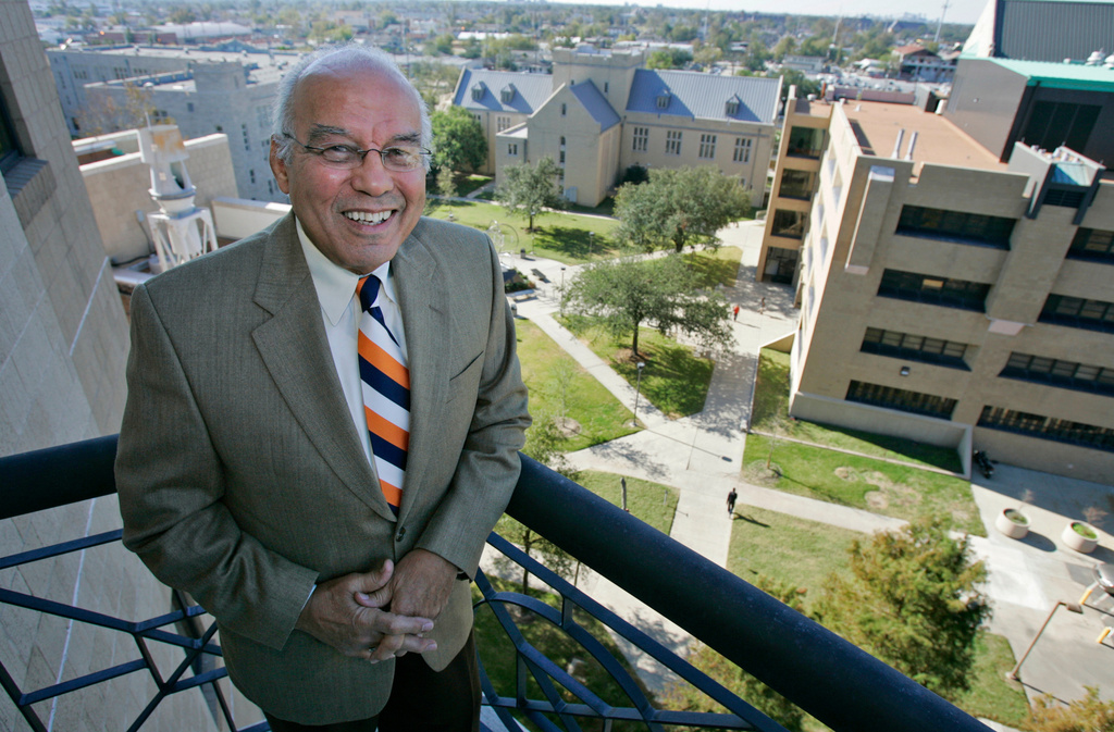 FILE - Xavier President Norman Francis poses for a photograph at the the university, in New Orleans, Nov. 18, 2008. (AP Photo/Bill Haber, File)