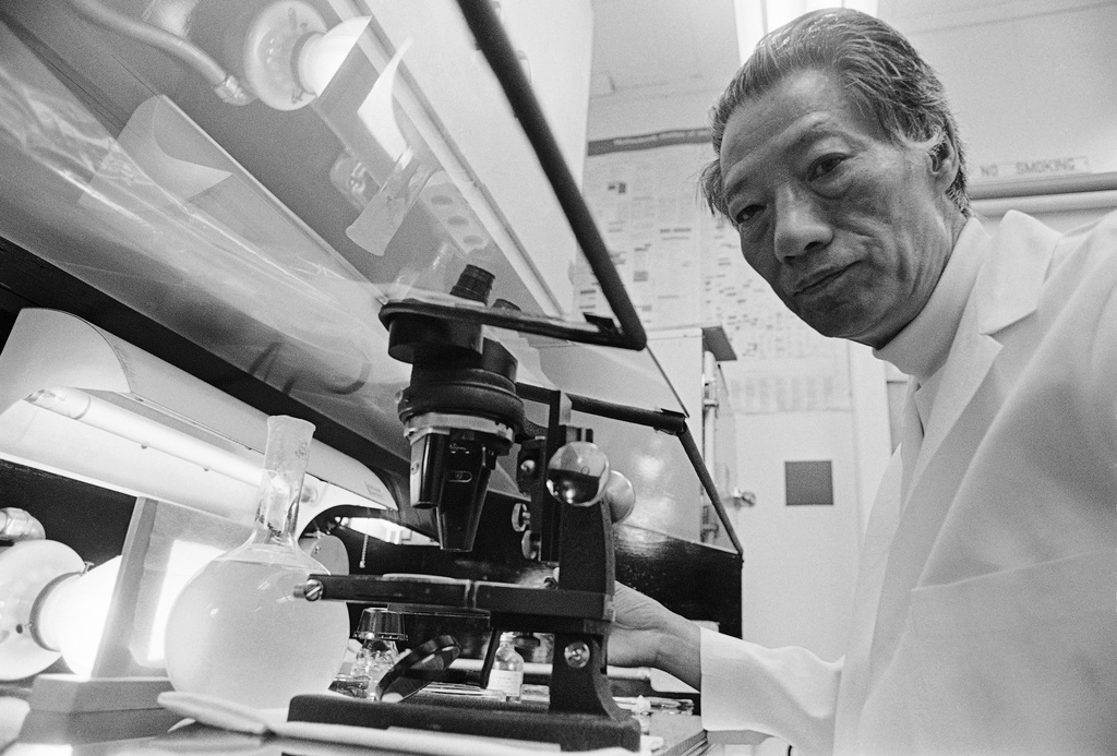FILE - Dr. Min-Chuech Chang, of the Worcester Foundation for Experimental Biology in Shrewsbury, Mass. and one of the pioneers of the Pill, poses for a photo on Aug. 12, 1974. His fertility research with the late Dr. Gregory Pincus led to the discovery 20 years ago of compounds that female animals could take orally to stop ovulation--and prevent pregnancy. (AP Photo, File)