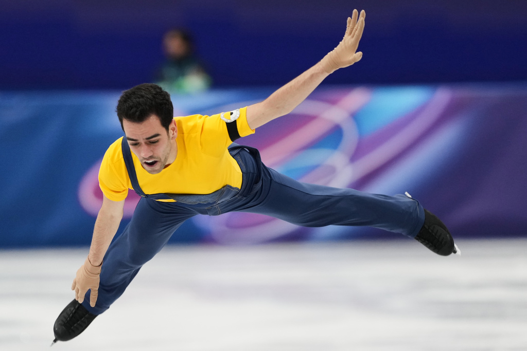 Tomas Guarino Sabate of Spain competes during the men's figure skating short program at the 2026 Winter Olympics, in Milan, Italy, Tuesday, Feb. 10, 2026. (AP Photo/Francisco Seco)