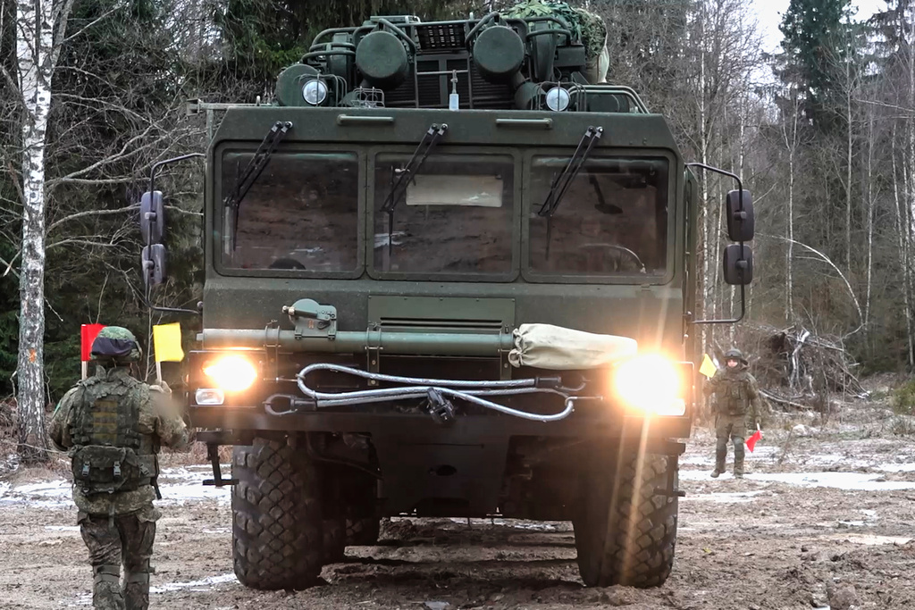 In this image made from video provided by Russian Defense Ministry Press Service on Monday, Dec. 29, 2025, A Russia's Oreshnik missile system is seen during a training in an undisclosed location in Belarus. (Russian Defense Ministry Press Service via AP)