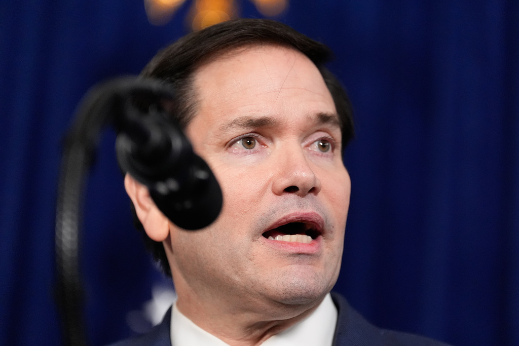 Secretary of State Marco Rubio speaks during a news conference with President Donald Trump at Mar-a-Lago, Saturday, Jan. 3, 2026, in Palm Beach, Fla. (AP Photo/Alex Brandon)