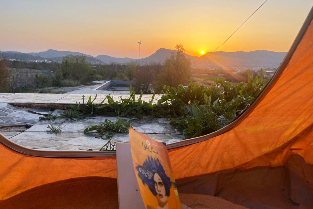 This photo provided by an Iranian lawyer who did not want to be identified, shows the backyard of her farmhouse on March 5, 2026, in Iran's Khuzestan province, where the family is seeking refuge from the U.S-Israeli strikes that fell too close to their city home. (Courtesy photo)