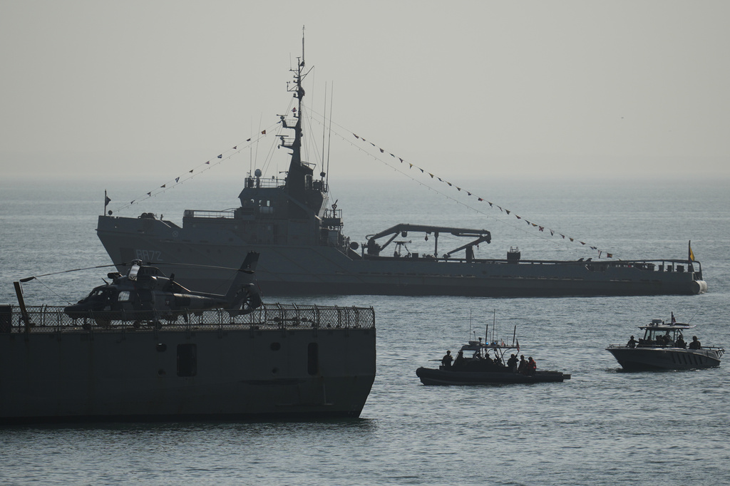 Military personnel take part in a U.S.-sponsored multinational military exercise in Panama City, Thursday, Aug. 13, 2026. (AP Photo/Matias Delacroix)