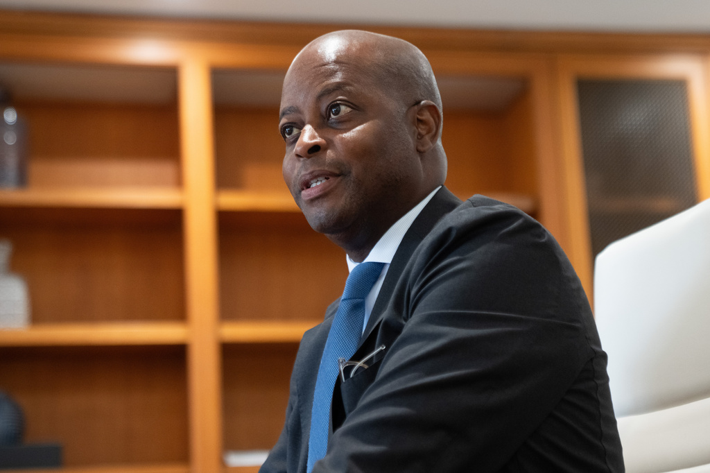 Howard University interim president Wayne A. I. Frederick sits for an interview, Wednesday, July 29, 2026, in Washington. (AP Photo/Allison Robbert)