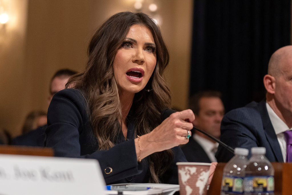 Homeland Security Secretary Kristi Noem appears before the House Committee on Homeland Security on Capitol Hill in Washington, Thursday, Dec. 11, 2025. (AP Photo/Mark Schiefelbein)