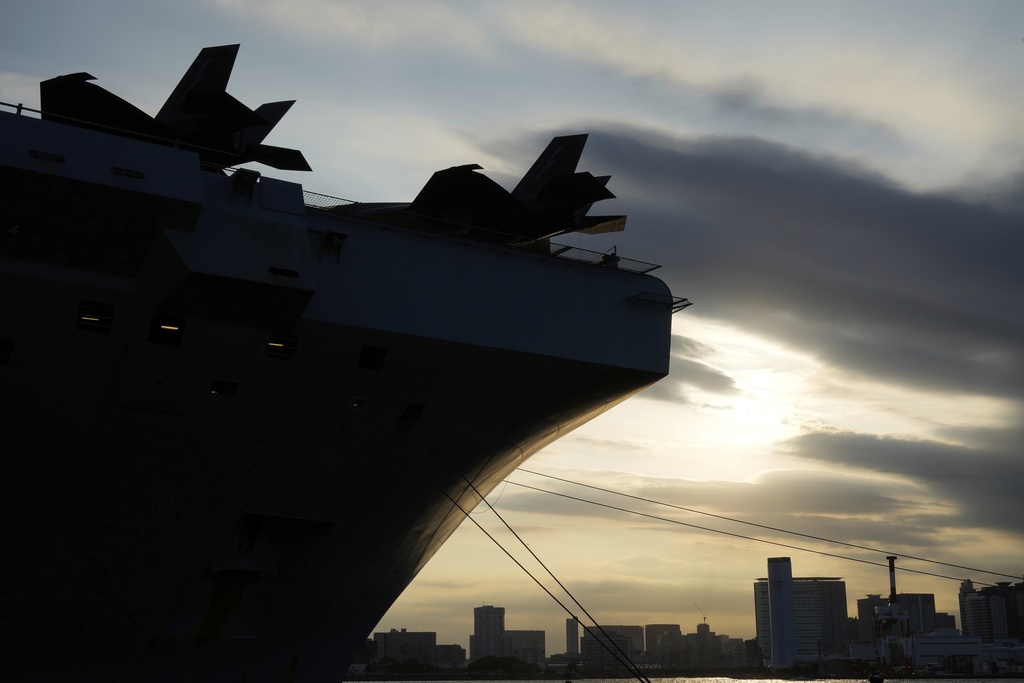 The Royal Navy aircraft carrier HMS Prince of Wales is seen during its port call in Tokyo Thursday, Aug. 28, 2025. (AP Photo/Eugene Hoshiko)