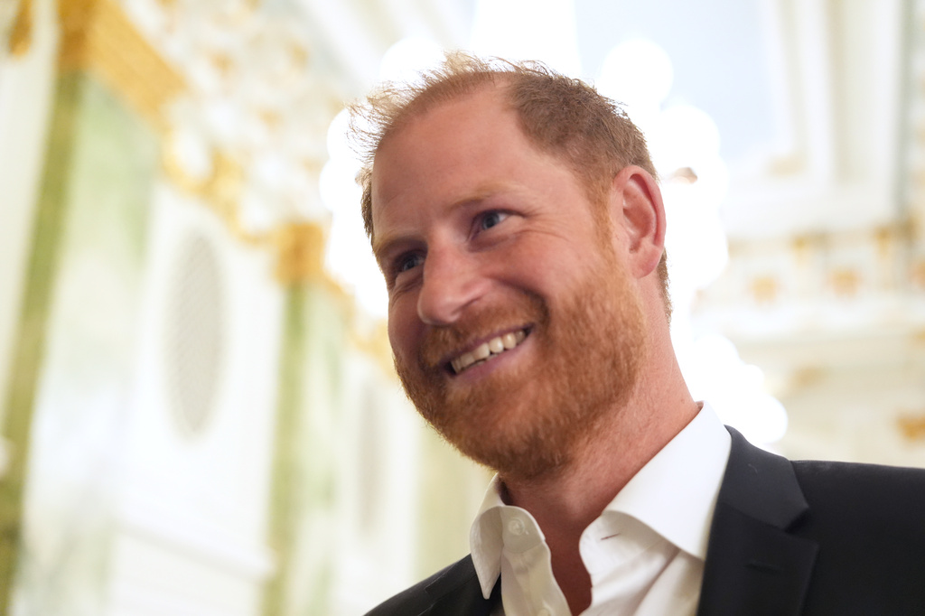 Britain's Prince Harry, the Duke of Sussex, speaks to The Associated Press after a roundtable about support for veterans, Wednesday, Aug. 19, 2026, in Washington. (AP Photo/Alex Brandon)