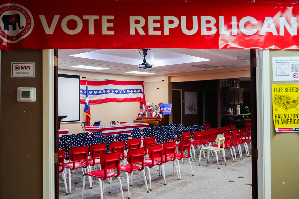 FILE - The Hidalgo County Republican Party Headquarters are seen, Wednesday, Sept. 16, 2026, in McAllen, Texas. (AP Photo/Julia Demaree Nikhinson,File)