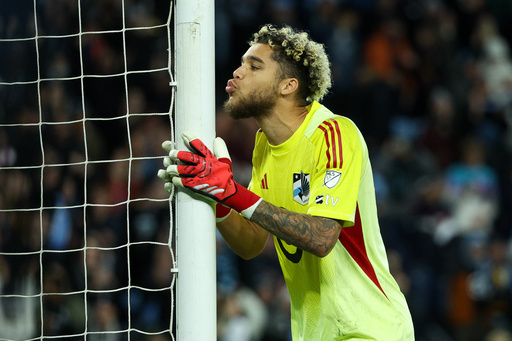 Minnesota United goalkeeper Dayne St. Clair (97) reacts during a penalty shootout in Game 1 of the first round of MLS soccer's Western Conference playoffs against Seattle Sounders, Monday, Oct. 27, 2025, in St. Paul, Minn. (AP Photo/Matt Krohn) Minnesota United goalkeeper Dayne St. Clair (97) reacts during a penalty shootout in Game 1 of the first round of MLS soccer's Western Conference playoffs against Seattle Sounders, Monday, Oct. 27, 2025, in St. Paul, Minn. (AP Photo/Matt Krohn)