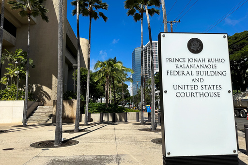 FILE - A sign for the Prince Jonah Kuhio Kalanianaole Federal Building and Courthouse is displayed outside the courthouse on Jan. 22, 2024, in Honolulu. (AP Photo/Jennifer Kelleher, File) FILE - A sign for the Prince Jonah Kuhio Kalanianaole Federal Building and Courthouse is displayed outside the courthouse on Jan. 22, 2024, in Honolulu. (AP Photo/Jennifer Kelleher, File)