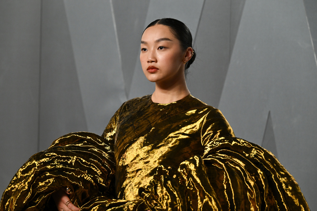 Audrey Nuna arrives at the Vanity Fair Oscar Party on Sunday, March 15, 2026, at the Los Angeles County Museum of Art in Los Angeles. (Photo by Evan Agostini/Invision/AP)