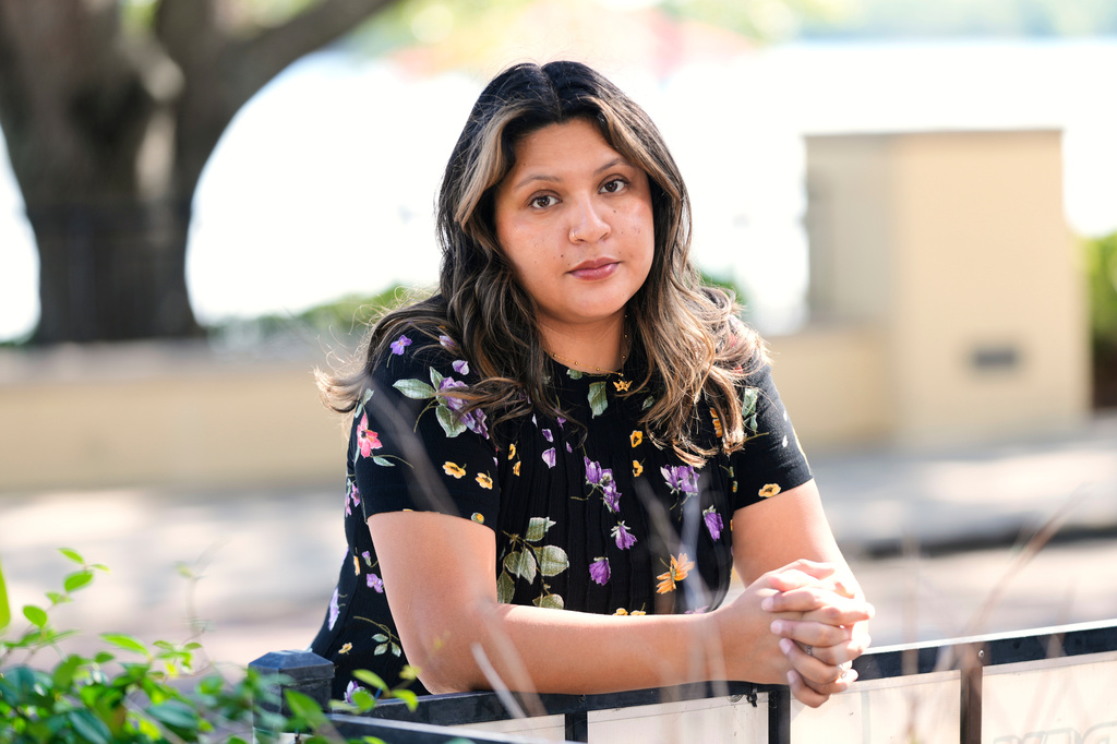 Melani Candia, whose DACA status has lapsed, at a neighborhood in Orlando, Fla., on April 23, 2026. (AP Photo/John Raoux)