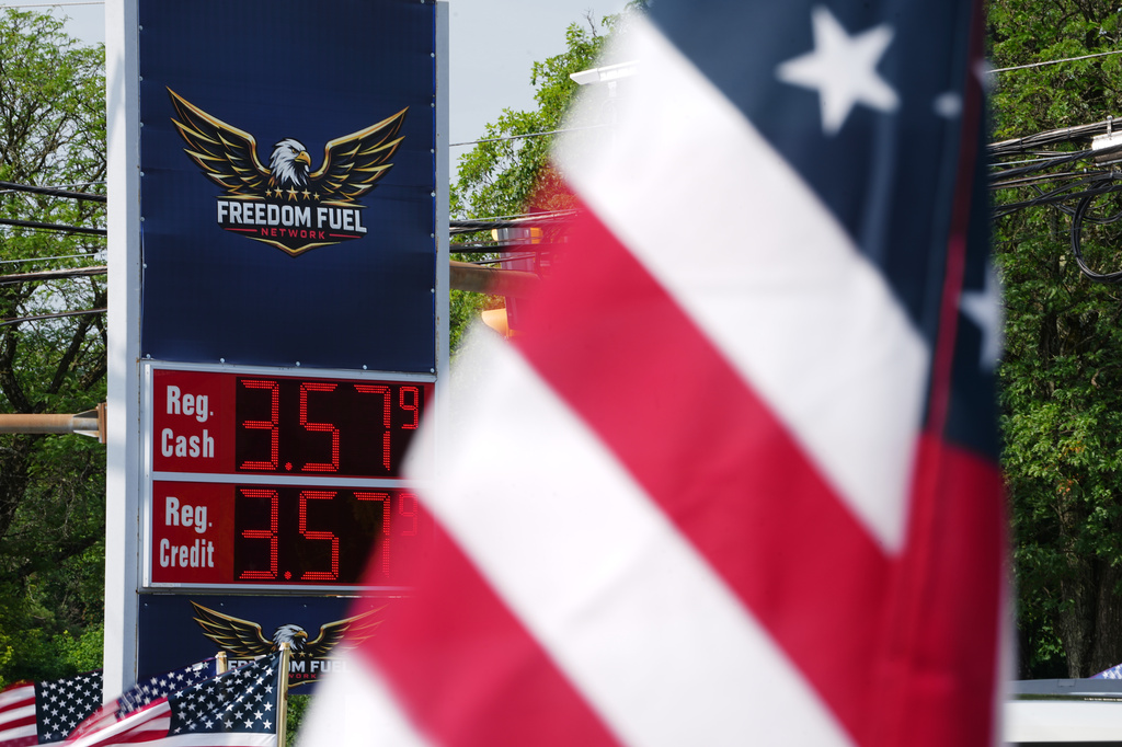 Shown is a Freedom Fuel Network gas station in Dresher, Pa., Friday, July 10, 2026. (AP Photo/Matt Rourke)