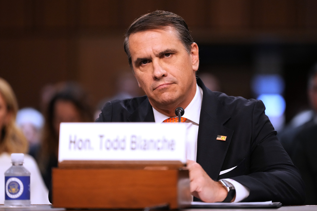 Acting Attorney General Todd Blanche appears before the Senate Judiciary Committee on Capitol Hill in Washington, Wednesday, July 15, 2026. (AP Photo/Mark Schiefelbein)