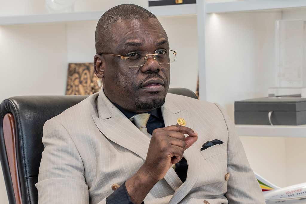 Africa Centres for Disease Control and Prevention Director-General Jean Kaseya speaks during an interview with The Associated Press in Addis Ababa, Ethiopia, Friday, June 19, 2026. (AP Photo/Amanuel Sileshi)