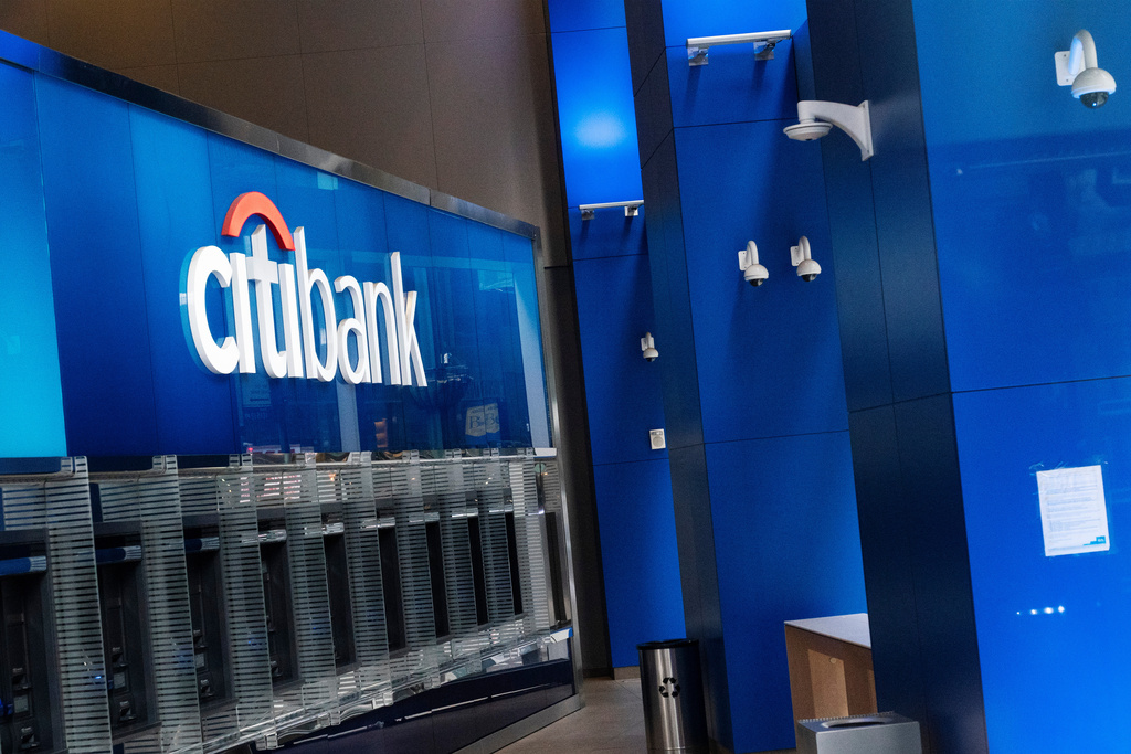 FILE - A Citibank office is open, Wednesday, Jan. 13, 2021 in New York. Citigroup reports their quarterly earnings, Thursday, Oct. 14, 2021. (AP Photo/Mark Lennihan, File)