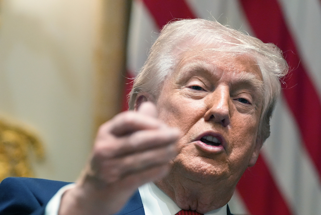 President Donald Trump speaks during a Cabinet meeting at the White House, Thursday, March 26, 2026, in Washington. (AP Photo/Alex Brandon)
