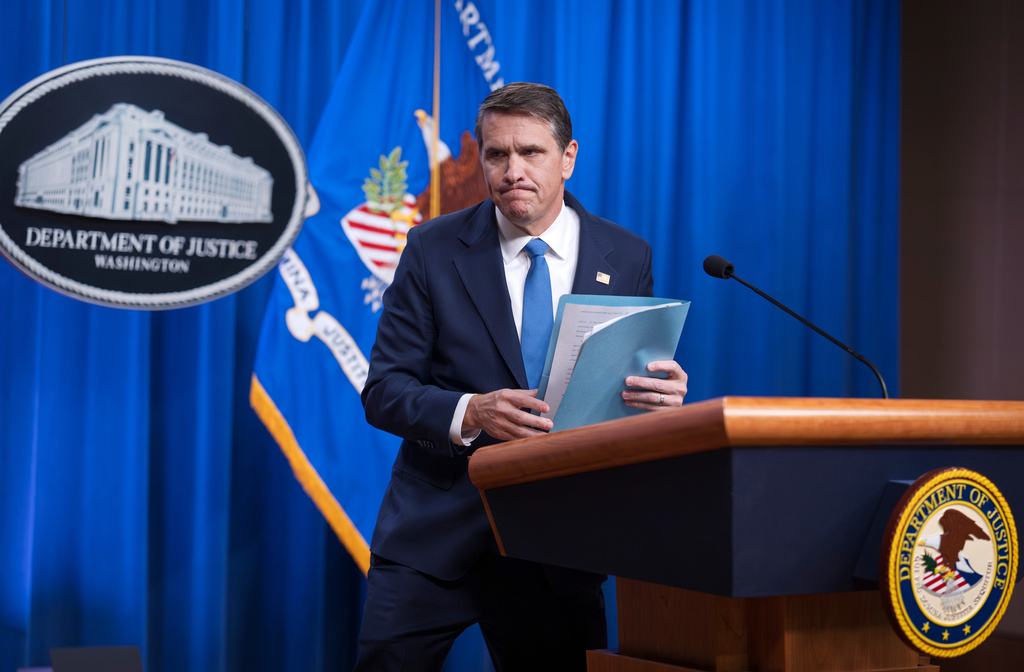 Deputy Attorney General Todd Blanche meets with reporters as the Justice Department says it's releasing 3 million pages of documents in the latest Jeffrey Epstein disclosure, along with 2,000 videos and 180,000 images, in Washington, Friday, Jan. 30, 2026. (AP Photo/J. Scott Applewhite)