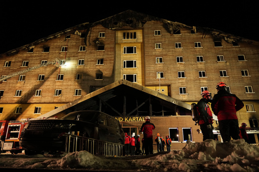 FILE - Firefighters and emergency teams work after a fire that broke out at a hotel in the ski resort of Kartalkaya, located in Bolu province, northwest Turkey, on Jan. 21, 2025. (AP Photo/Francisco Seco, File) FILE - Firefighters and emergency teams work after a fire that broke out at a hotel in the ski resort of Kartalkaya, located in Bolu province, northwest Turkey, on Jan. 21, 2025. (AP Photo/Francisco Seco, File)