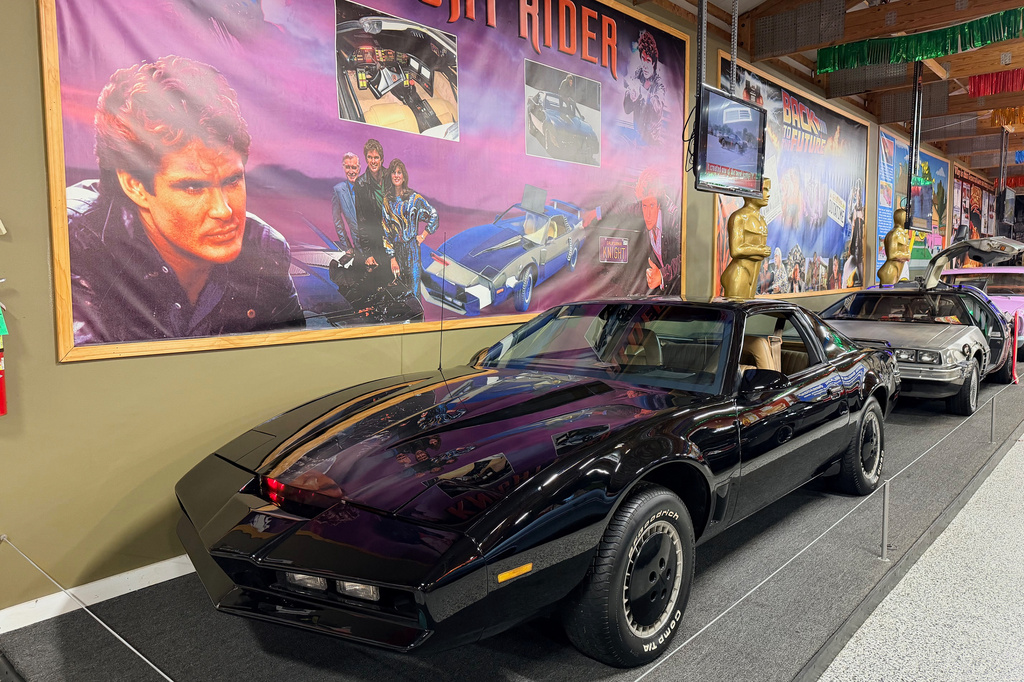 This photo provided by Jim Wojdyla shows a replica of the black Pontiac Trans Am from the 80s TV series, “Knight Rider," on Monday, May 11, 2026, at the Volo Museum in Volo, Ill. (Jim Wojdyla via AP)
