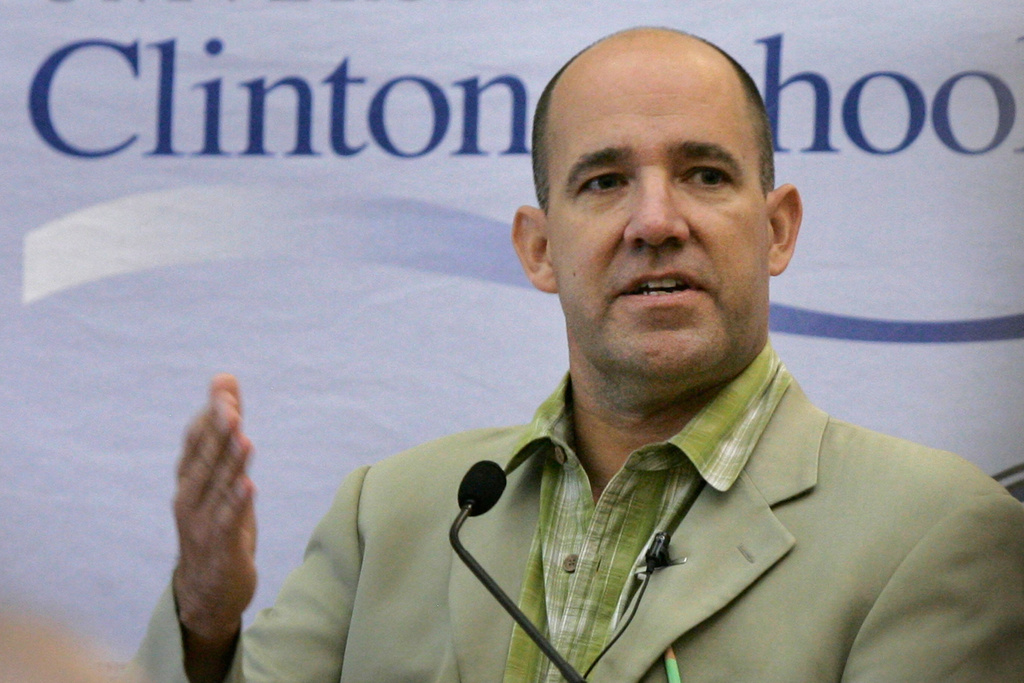FILE - Matthew Dowd, chief campaign strategist for the Bush-Cheney 2004 presidential campaign, speaks at the University of Arkansas Clinton School of Public Service in Little Rock, Ark., Wednesday, Sept. 2, 2009. (AP Photo/Danny Johnston, File)
