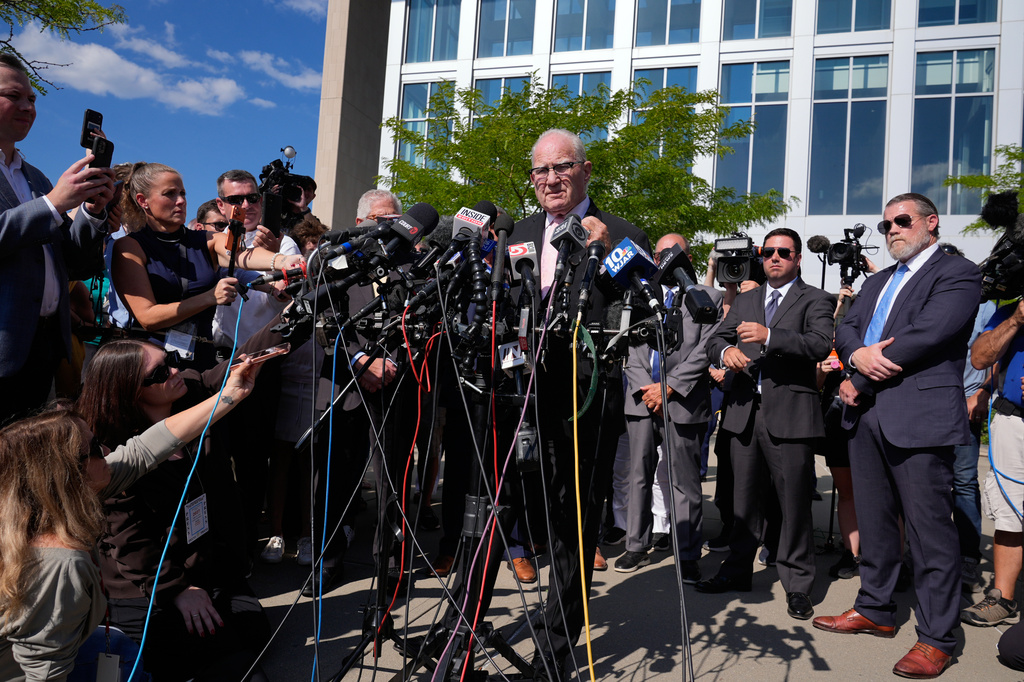 Lawyer Kevin Reddington speaks to media after the judge declared a mistrial in Lindsay Clancy's murder trial at Plymouth County Superior Court, Friday, Sept. 4, 2026, in Plymouth, Mass. (AP Photo/Charles Krupa)