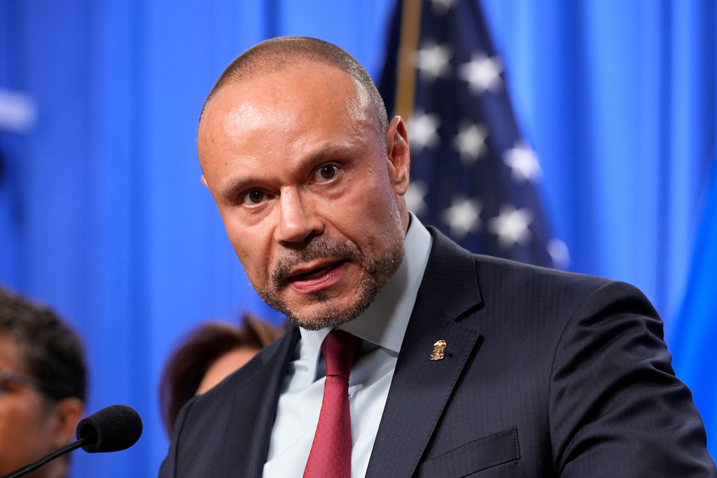 Dan Bongino, FBI deputy director, speaks during a news conference at the Department of Justice, Thursday, Dec. 4, 2025, in Washington. (AP Photo/Alex Brandon)