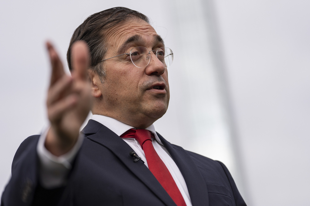 Spain's Minister of Foreign Affairs José Manuel Albares speaks during an interview at United Nations headquarters, Monday, Sept. 22, 2025. (AP Photo/Yuki Iwamura)