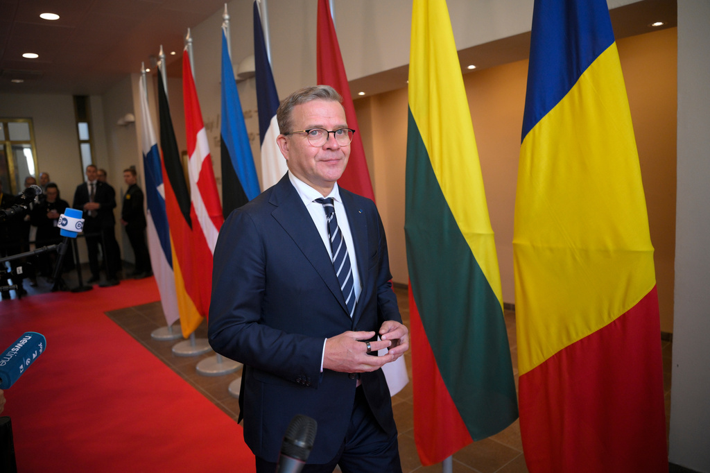 Finnish Prime Minister Petteri Orpo arrives ahead of the European Arctic Summit in Rovaniemi, Finland, Monday, Sept. 14, 2026. (Jouni Porsanger/Lehtikuva via AP)