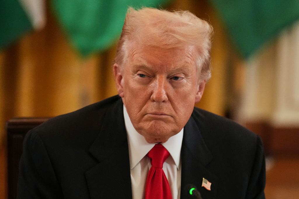 President Donald Trump attends a dinner with leaders from countries in Central Asia, Thursday, Nov. 6, 2025, in the East Room of the White House in Washington. (AP Photo/Jacquelyn Martin)