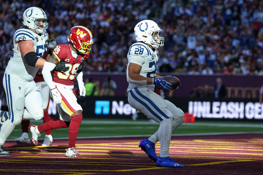 Commanders Stadium Lettering Taylor runs for 2 TDs and Colts beat Commanders 30-13 in London | Bay ...