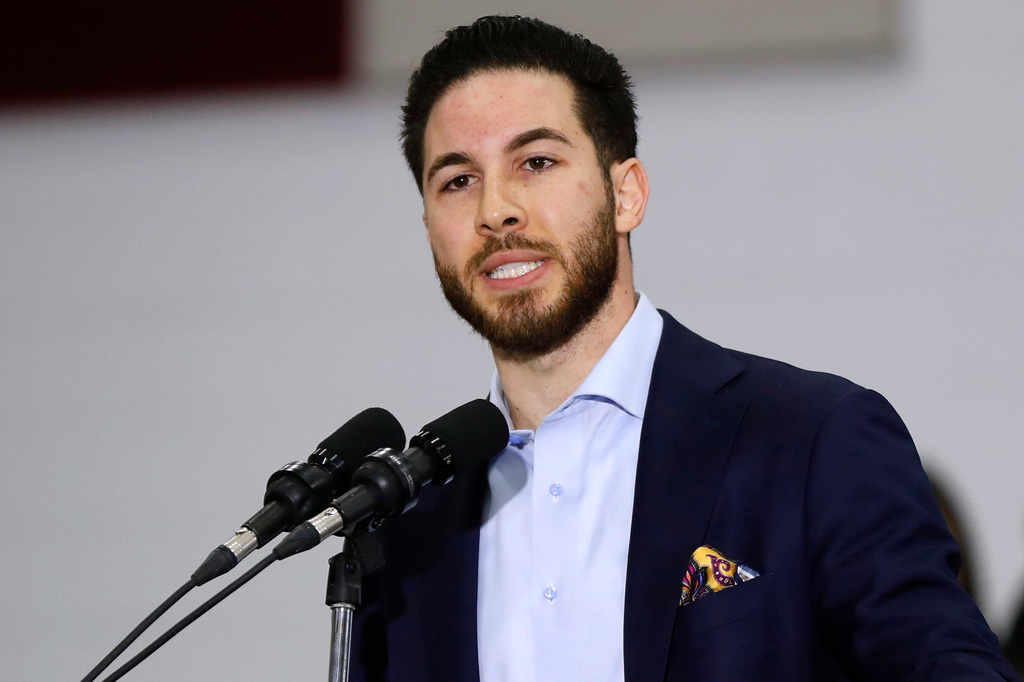 FILE - Rep. Abdullah Hammoud, D-Dearborn, speaks during a campaign rally in Dearborn, Mich., on March 7, 2020. (AP Photo/Paul Sancya, File)