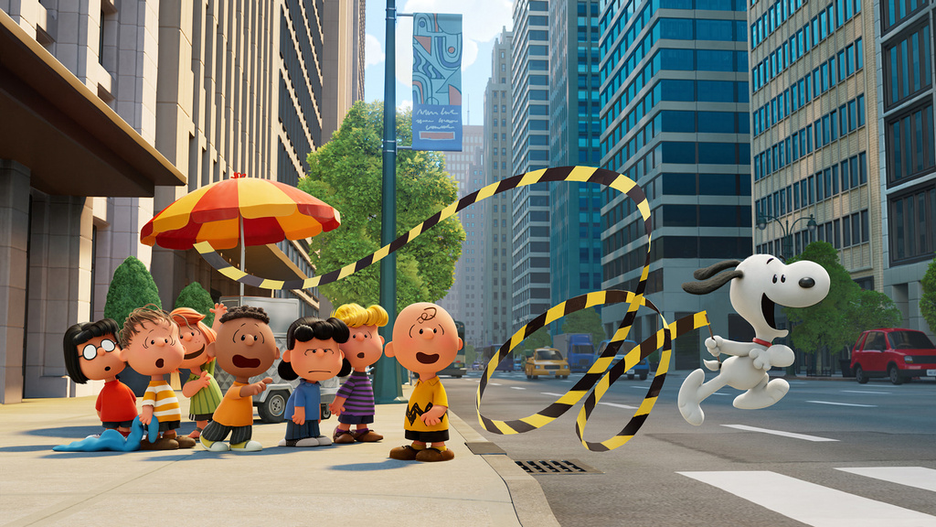 This image released by Apple TV shows “Peanuts” characters, including Snoopy, center, in a scene from the animated movie “Snoopy Unleashed” coming to Apple TV in 2027. (Apple TV via AP)