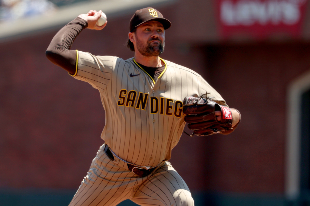 San Diego Padres pitcher Matt Waldron throws during the second inning of a baseball game against the San Francisco Giants in San Francisco, Wednesday, May 6, 2026. (AP Photo/Jed Jacobsohn)
