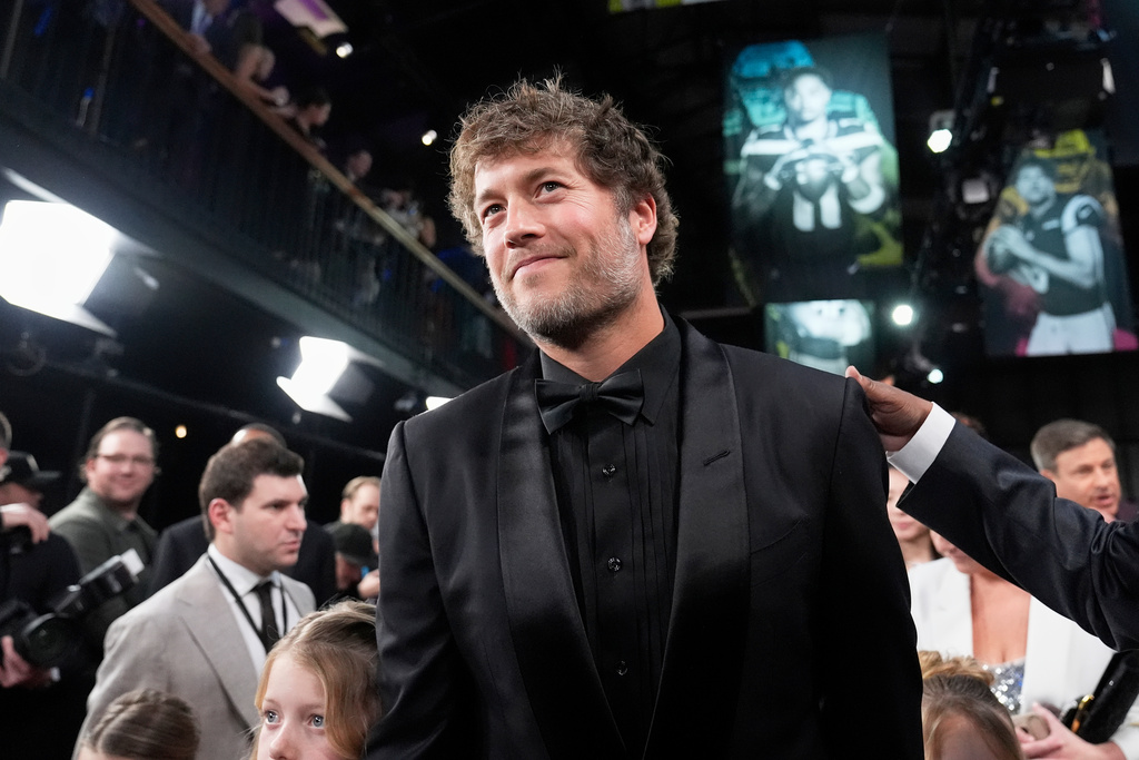 Los Angeles Rams' Matthew Stafford arrives for football's NFL Honors award show in San Francisco, Thursday, Feb. 5, 2026. (AP Photo/Brynn Anderson)