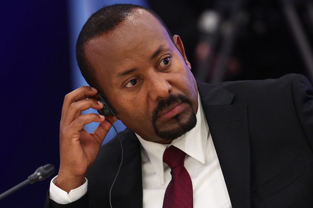 FILE - Ethiopian Prime Minister Abiy Ahmed Ali attends a session at the World Atomic Week forum at the Exhibition of Achievements of National Economy (VDNKh) in Moscow, Russia, Thursday, Sept. 25, 2025. (Sergei Bulkin, Sputnik, Kremlin Pool Photo via AP, File)