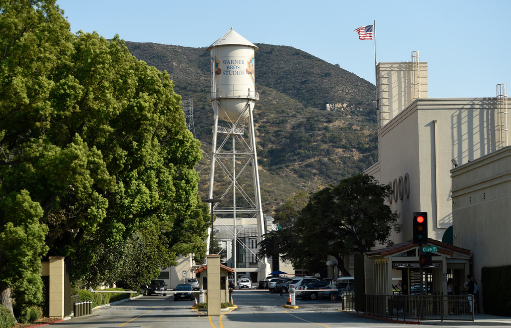 FILE - The water tower at the Warner Bros. Studios lot appears on Aug. 23, 2016, in Los Angeles. (Photo by Chris Pizzello/Invision/AP, File)