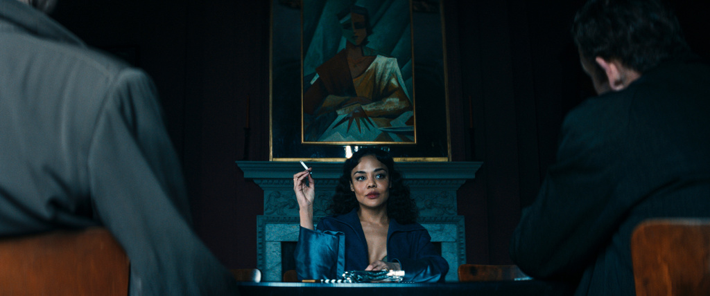 This image released by Prime shows Tessa Thompson in a scene from "Hedda." (Prime via AP)