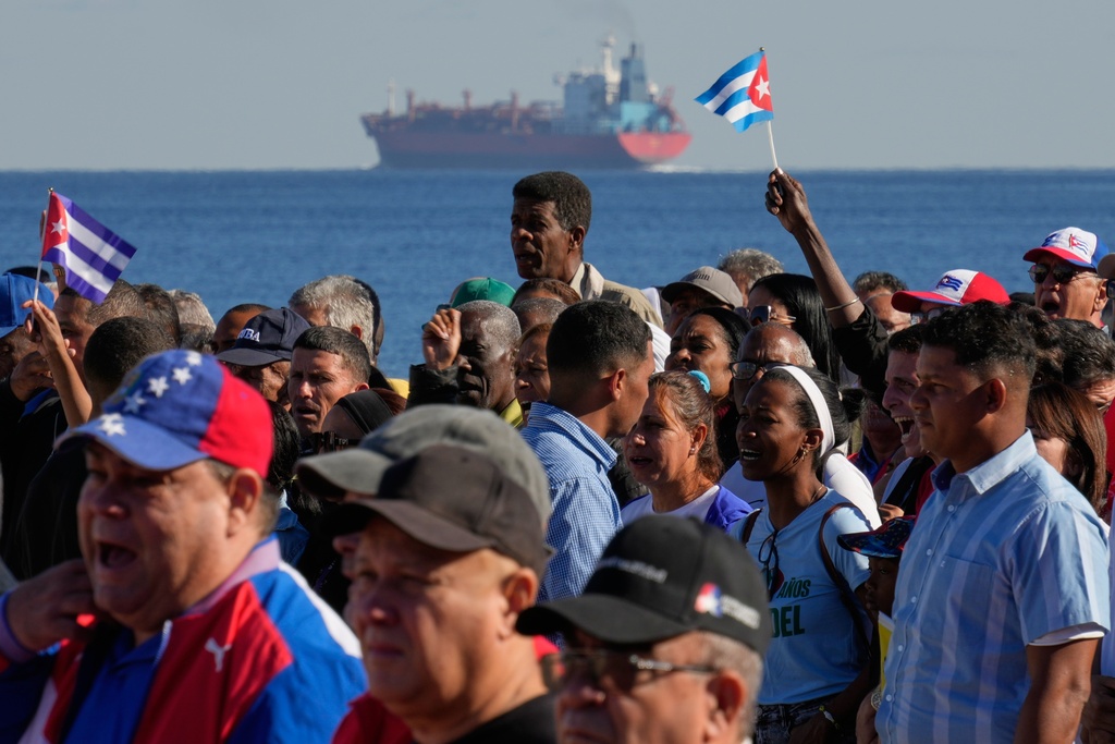 Cubans attend a rally in Havana, Saturday, Jan. 3, 2026, in solidarity with Venezuela after the U.S. captured President Nicolas Maduro and flew him out of Venezuela. (AP Photo/Ramon Espinosa)
