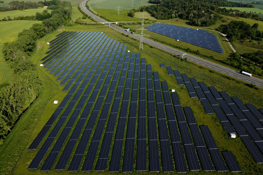 FILE - A new solar farm operate near Quedlinburg, Germany, May 26, 2025. (AP Photo/Matthias Schrader, File)
