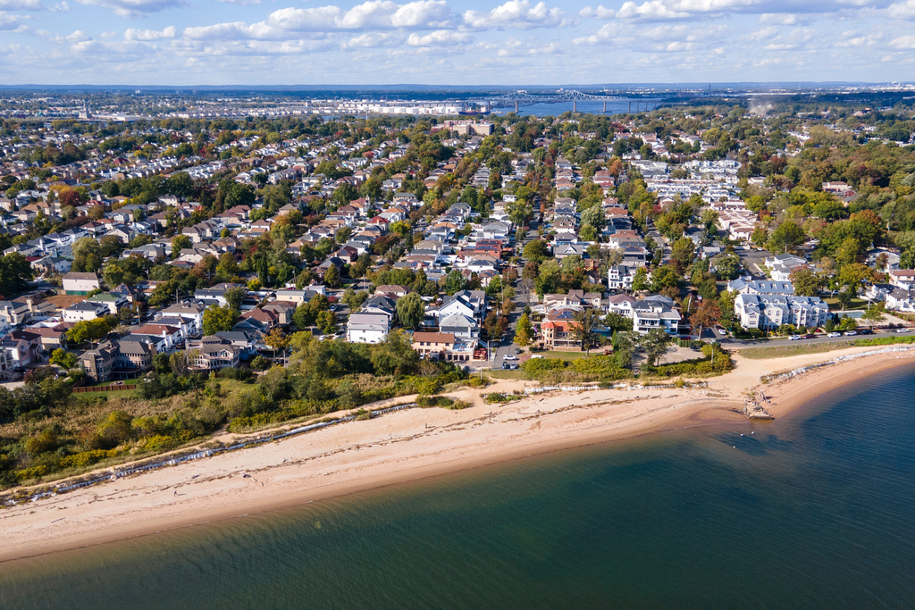 FILE - The Tottenville neighborhood on Staten Island on the southernmost tip of New York City, shown on Wednesday, Oct. 9, 2024. (AP Photo/Ted Shaffrey,File)