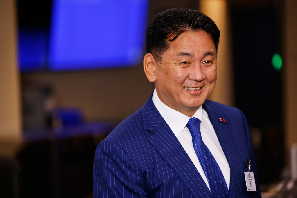Mongolia's President Khurelsukh Ukhnaa arrives ahead of the 81st session of the United Nations General Assembly at United Nations headquarters, Tuesday, Sept. 22, 2026. (AP Photo/Stefan Jeremiah)