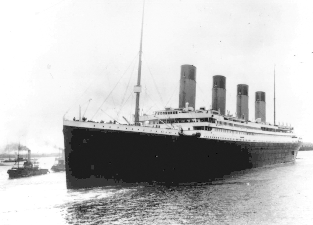 FILE - The Titanic leaves Southampton, England, April 10, 1912, on her maiden voyage. The company that owns the salvage rights to the Titanic is undertaking its first expedition to the wreckage of the ship in 14 years, and those involved in the mission said they have both heavy hearts and lofty goals for the trip. (AP Photo, File)
