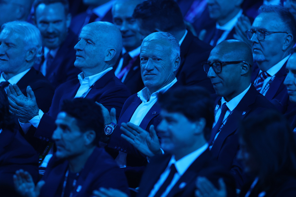 Coach of France Didier Deschamps attends the draw for the 2026 soccer World Cup at the Kennedy Center in Washington, Friday, Dec. 5, 2025. (Dan Mullan/Pool Photo via AP)