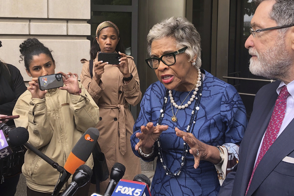 Ohio Democrat, Rep. Joyce Beatty, speaks at press conference, Tuesday, April 28, 2026 in Washington, following a federal court hearing on lawsuit she has filed in the renaming and pending closure of the Kennedy Center by the Trump Administration. Her lawyer, Norm Eisen, is right. (AP Photo/Gary Fields)